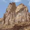 A view of the cental crack line of Ozymandias that leads directly to the summit of The Weasel Tower.