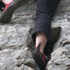 Learning some skills on Grandpa's Belay (5.7) at Pilot Mountain.