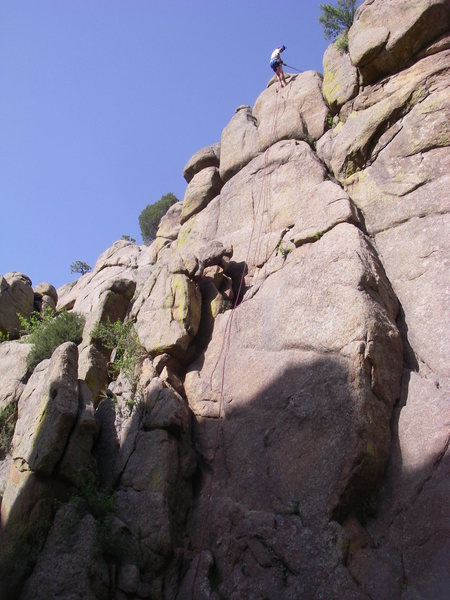 Dave lowering from the 2-bolt anchor.