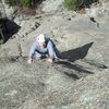 Joe on one of the many enaging face traverses on Fantasy Ridge (P3).