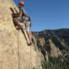 Leading off on pitch 4 of Into The Wild (5.12, 900'), Sedona, AZ.