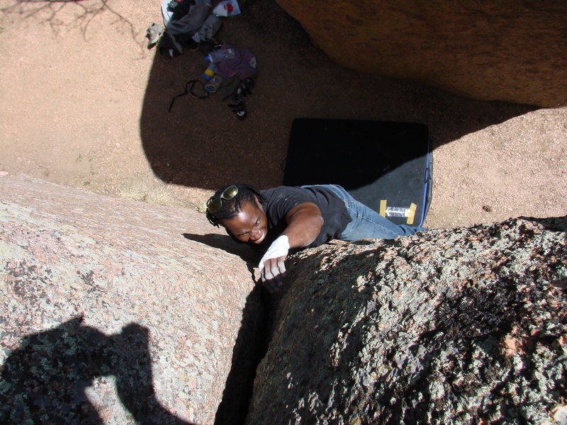 Ken Alston, 5.10 crack on Corridor Rock.