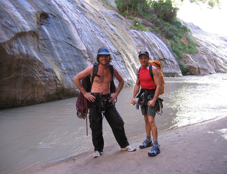 Terry and Dave at the Zion Narrows via Mystery Canyon.