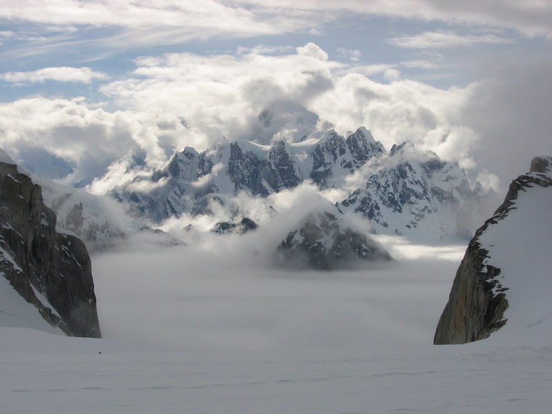 Mt Huntington in all her glory from the Root Canal Glacier