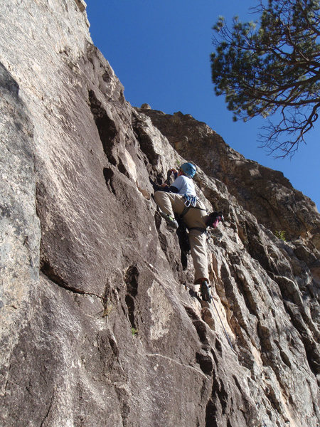 Duffy working on his flash of Good Witch, his second ever lead climb