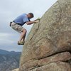 Al Simons bouldering in a secluded area in Sullivan Gulch.  