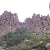 Here's a picture of zonerland as taken from the trail standing just before the large boulder. The maze of rock above contains tone of the bell and other established lines both trad and sport, keep going uphill and you will encounter a confusing pathway of rock with many intermittent climbs.