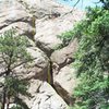 Serpentine Crack (5.8), Mosaic Rock, Tres Piedras, NM.