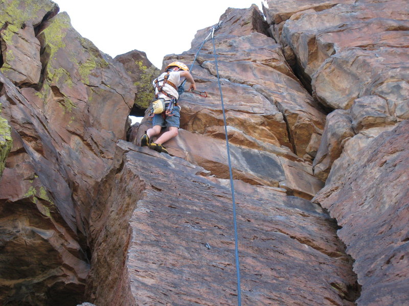 Cody cleaning gear on the way up <em>99 Red Balloons.</em> June 1, 2008.