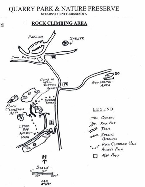 Sketch of Quarry Park (from Climbing Guidelines handout)