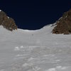 Micah Salazar skiing the couloir!  