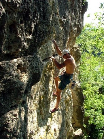 Tom, having moved over, proceeds to move up.  This cat has all the beta.  Talk to him.  His dog Chayenne is really nice too.  Way nicer at the crag than my dog.