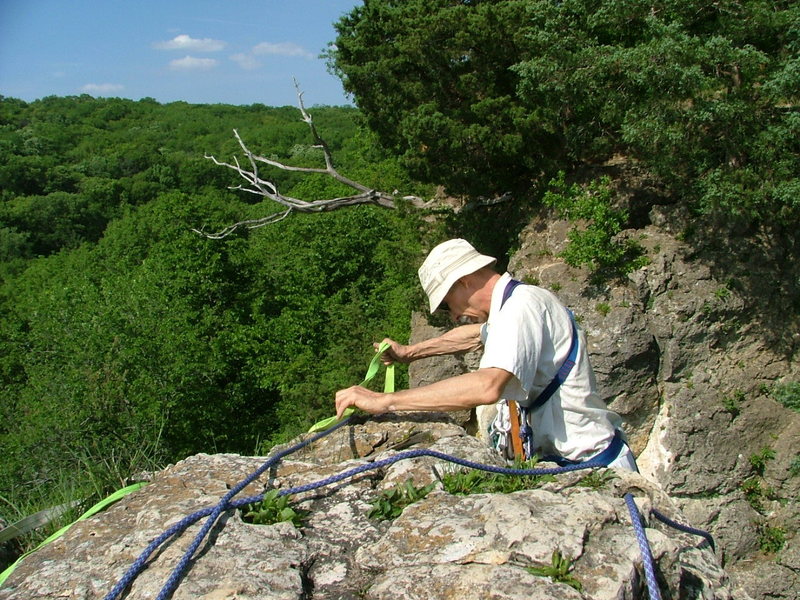 Old Ed gets ready to rap off North Face.