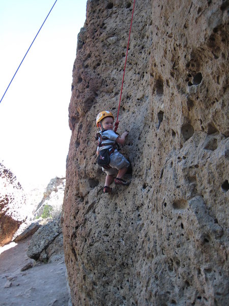 Miles (age 3) pausing for the photo-op on <em>The Shoe</em> June 13, 2008.