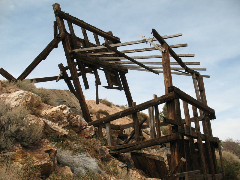 The main headframe of the Lucky Baldwin Stamp Mill, Big Bear