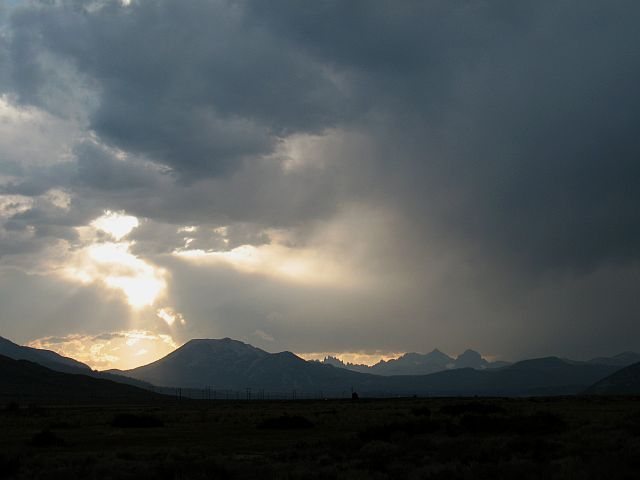 Clouds over Mammoth Mountain and the Minarets, Sierra Eastside