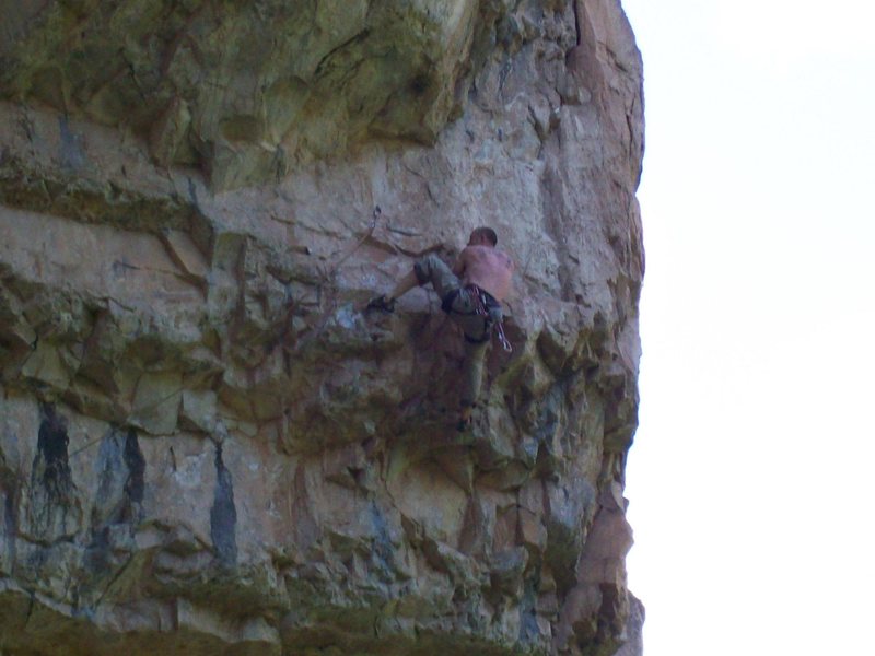 Ian beginning the final crux.