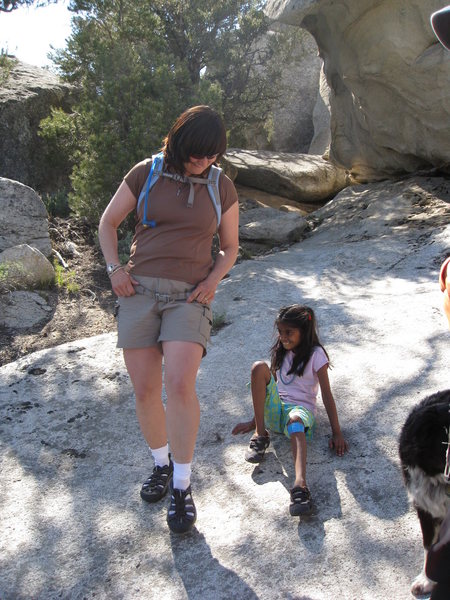 Nidhi and Suzanne in the alcove doing a soft shoe routine