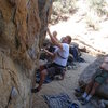 Johann working the lower crux.