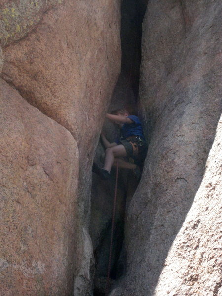 Russell (7 yr old) in the chimney.