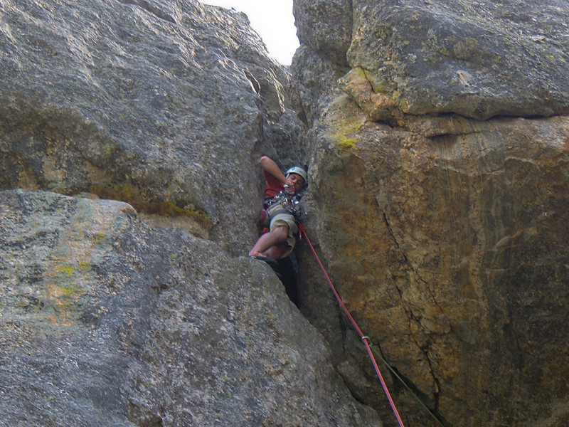 Me starting the chimney on pitch 3<br>
