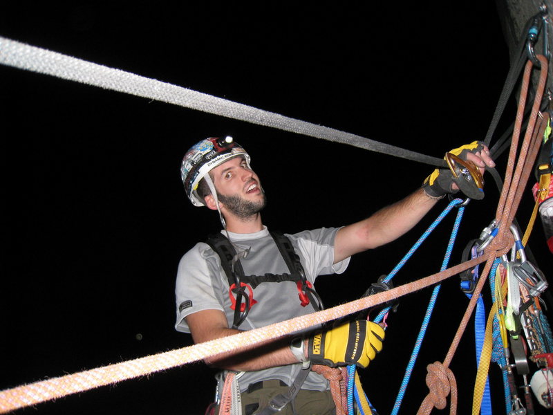 Hauling the bag to ahwahnee ledge at about 2am, just prior to dipping into the whiskey found on the ledge.  Mmmmm, wall climbing.