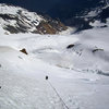 NE Ridge of Mt. Baker. Steep snow slopes above Mazama Glacier.