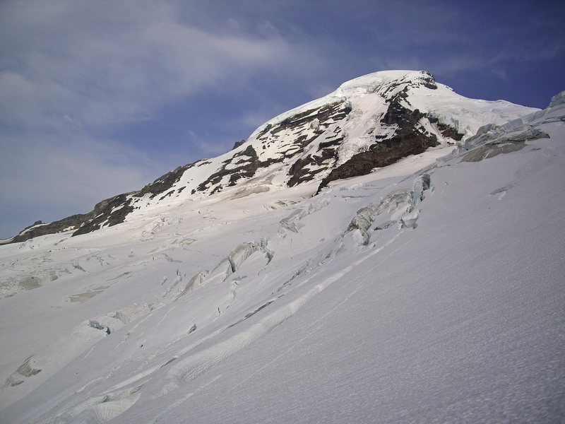 Mt. Baker from the North. From right to left: Coleman-Deming route, Roman Nose, Coleman Headwall, North Ridge, NE Ridge.