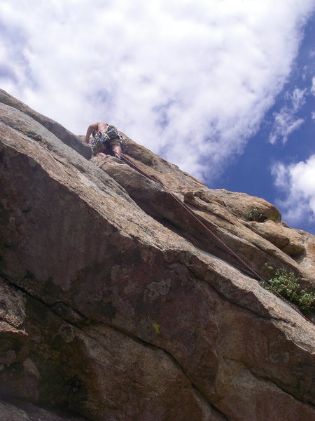 Past the crux roof on pitch 2.