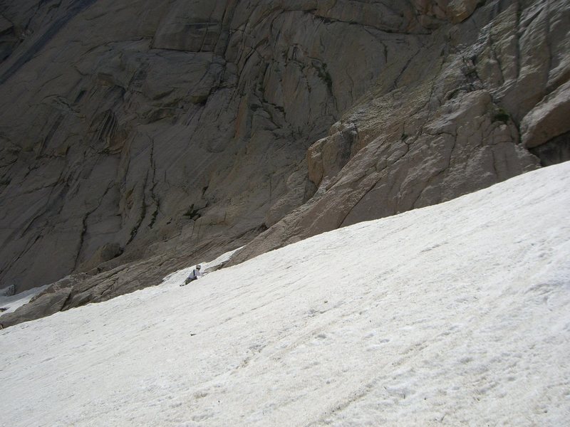 Mike returning to pick up packs at base of Directissima