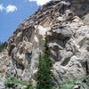 Left side of Lower Grotto Wall. Cryogenics is left of the trees. Twin Cracks is at the left edge of the gray area further left.