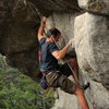 Jeff above the crux.