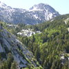 View into Bell Canyon from top of first pitch.  You can see the second waterfall from here - P1: EllsWorth McQuarry Route<br>
