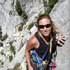 Heather Selitrennikoff climbing Igor Unchained 5.9 at the Needles, CA