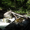 The rickity bridge crossing on the main Bells Canyon trail that leads to the base of the climb in about 15 minutes