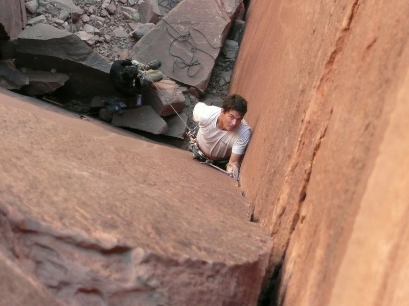 Climber just below the Crux