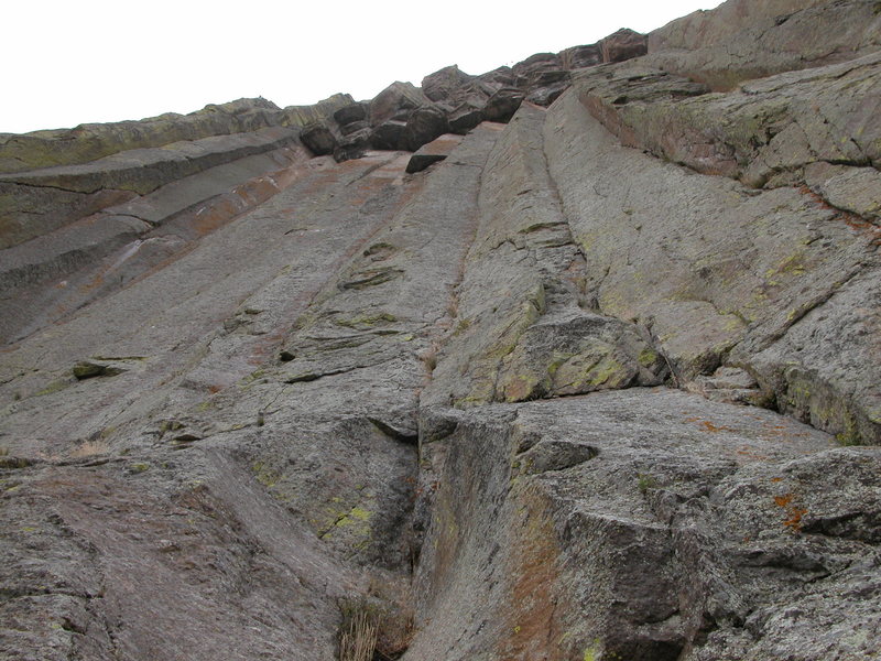 It's the dihedral on the right. As you can see, there are still many plumb lines that have still not been climbed...