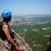 Jennifer relaxing and taking in the view from the top of the First Flatironette.