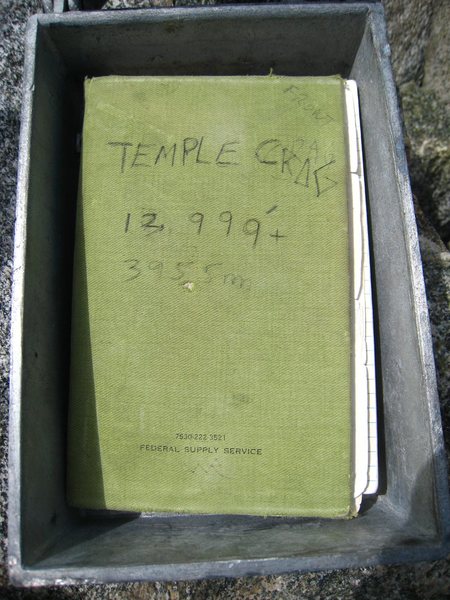 Temple Crag summit register.  This thing dates back to the 80's and is quite entertaining to check out.