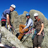 Aaron, Jay, and I at the summit of Spire 2, with 3 and South Tower in the background.  Awesome route, great day.  June 08.