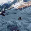 Looking down the Kautz Glacier Route from Halfway up the steep ice pitch section.