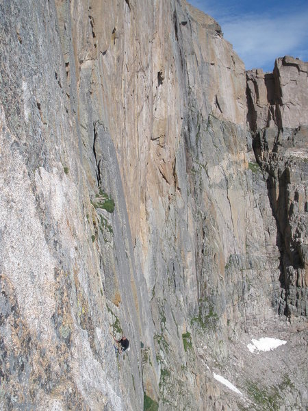 Douglas about to follow the 5.7 traverse pitch.  