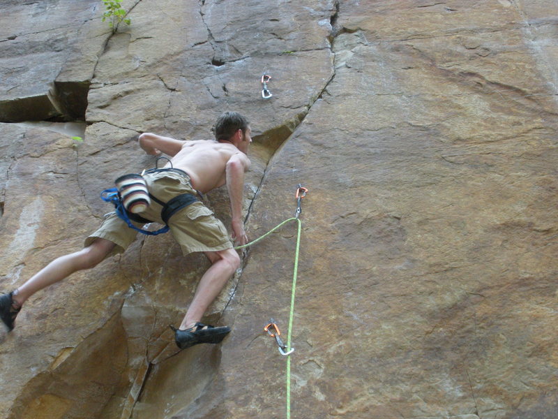 setting up for the first crux