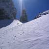 Climber nearing the top of the snowfield. <br>
Nov. 04