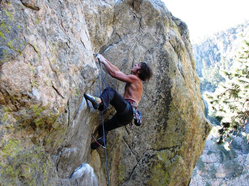 Thank-god-jug rest before the sloper rail and crux of the route. 