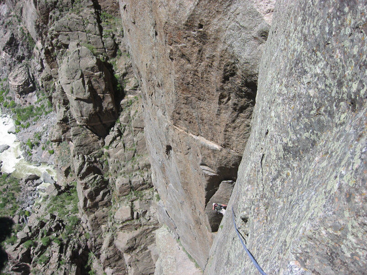 Looking up at the traverse.