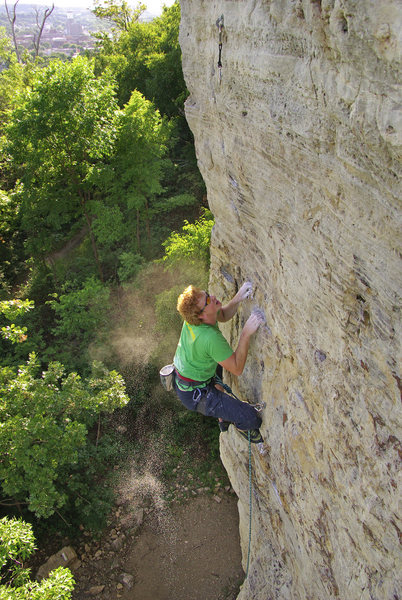 Red Wing. Ted Kryzer near the top of New Kids on the Rock. August '08.