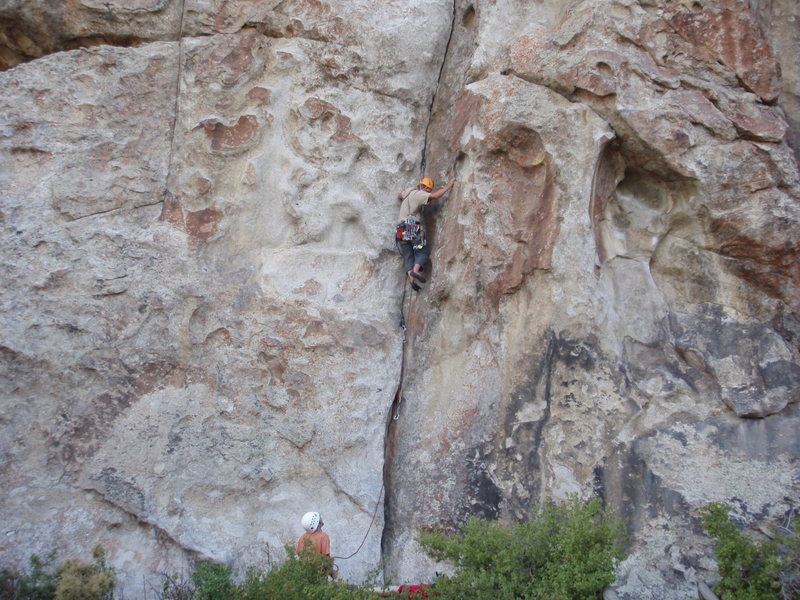 the lower section; great holds to the right for comfortable stances and gear placements