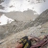 South Face of Cloudveil -- top of the crux pitch on Armed Robbery