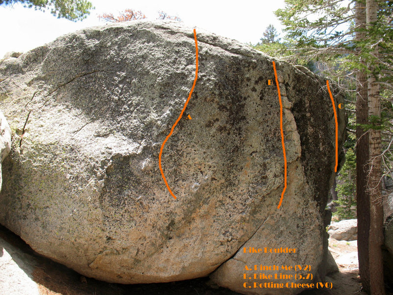 Dike Boulder photo/topo, Tramway